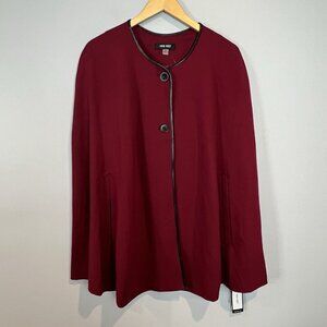 Capelet Shawl Cape Womens Size 2X Nine West Bordeaux and Black NWT